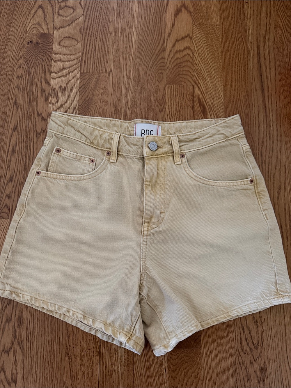 BDG Cream High-Rise Denim Shorts